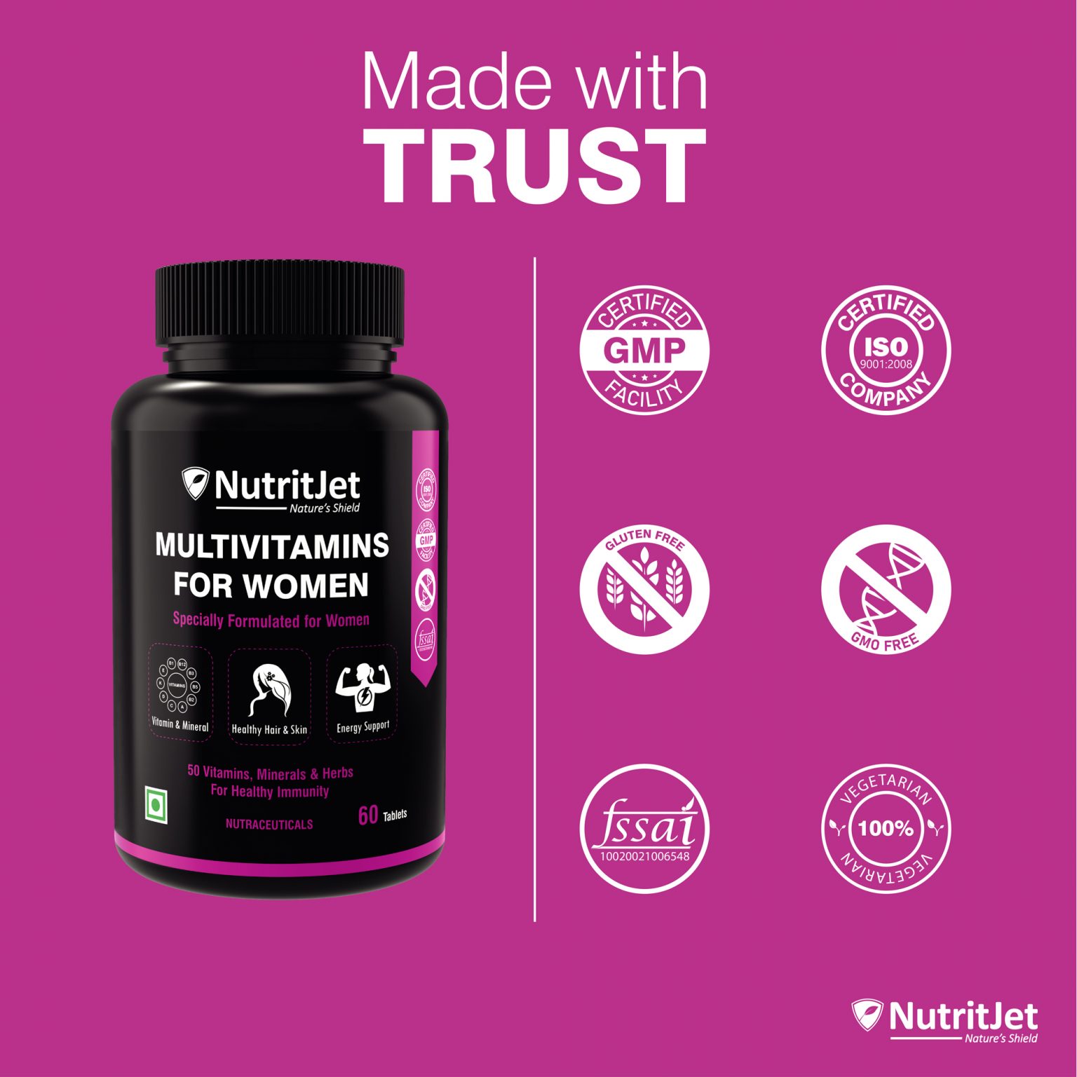 NutritJet Multivitamin For Women With Probiotics Supplement With 50 ...